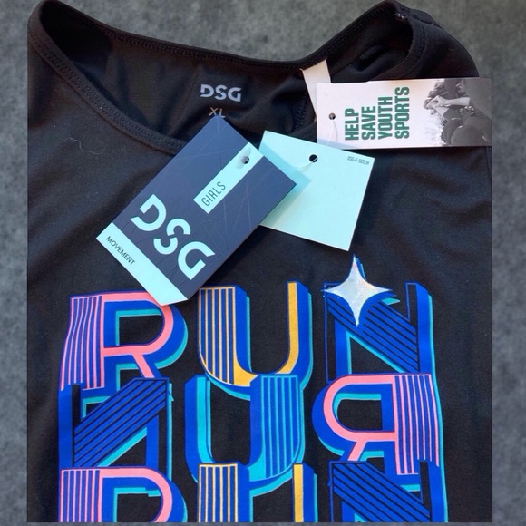 NWT DSG Girls' XL (16) "RUN RUN RUN" Performance Tank - Picture 7 of 10